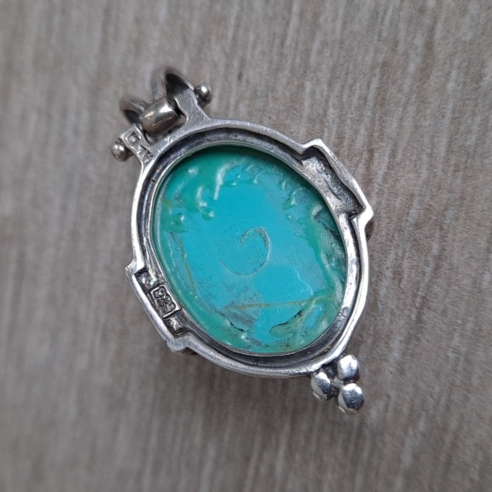 Sterling silver and turquoise pendant - Picture 7 of 11